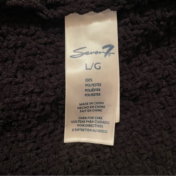 Seven7 Cable Knit Cowl Neck Chenille Chunky Black Balloon Sleeve Sweater Large - Picture 6 of 6